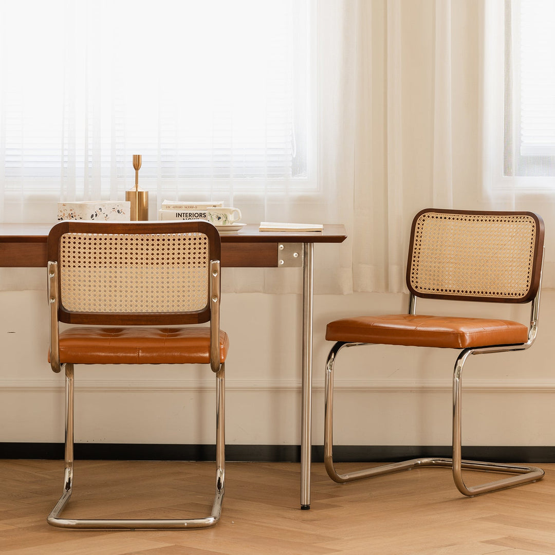 Vintage Rattan PU Leather Dining Chair HOH XIL