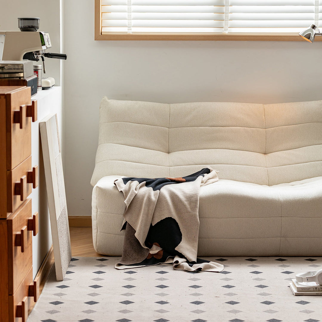 Cream Chenille Velvet Fabric 2 Seater Sofa CURLY