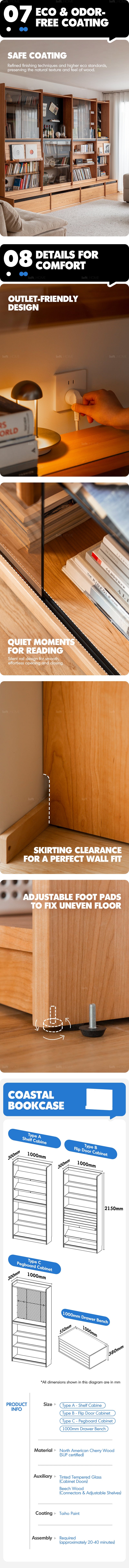 Scandinavian Cherry Wood Bookshelf STORY More Details and Instruction_13
