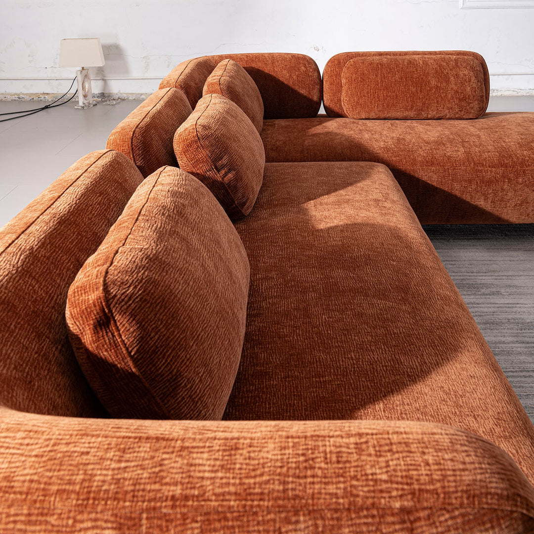 Cream Velvet Fabric Modular L Shape Sectional Sofa 4+L BUBBA