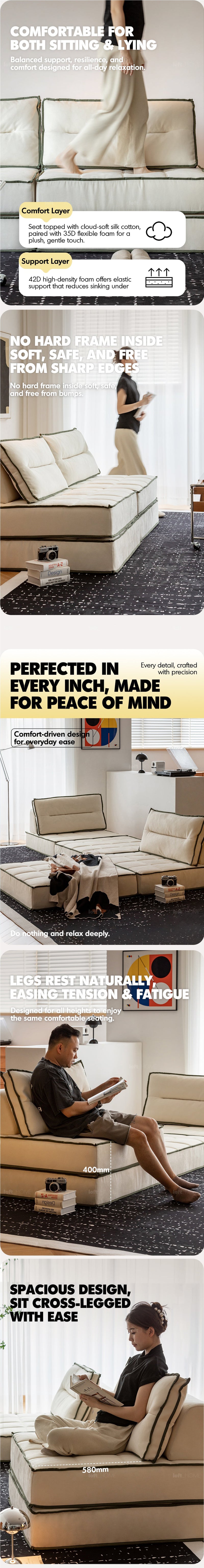 Scandinavian Cat Scratch Resistant Fabric Modular 1 Seater Sofa TIERED More Details and Instruction_14