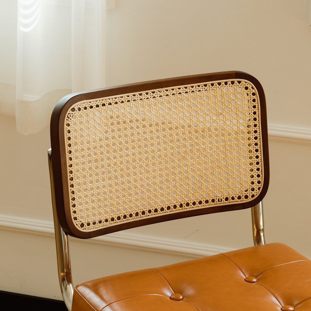 Vintage Rattan PU Leather Dining Chair HOH XIL