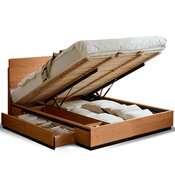 Scandinavian Cherry Wood Storage Bed TOAST