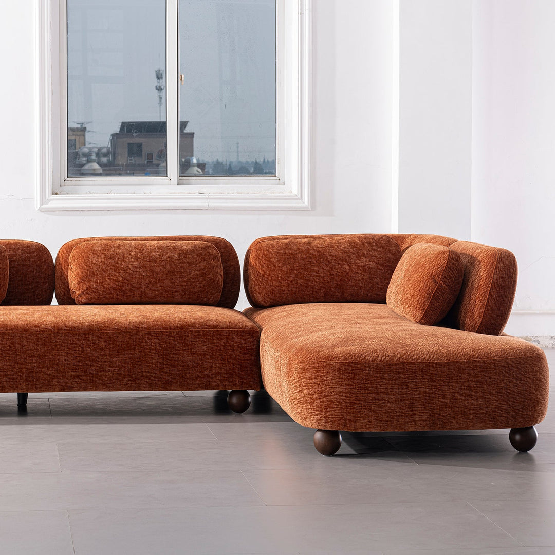 Cream velvet fabric modular l shape sectional sofa 4+l bubba layered structure.