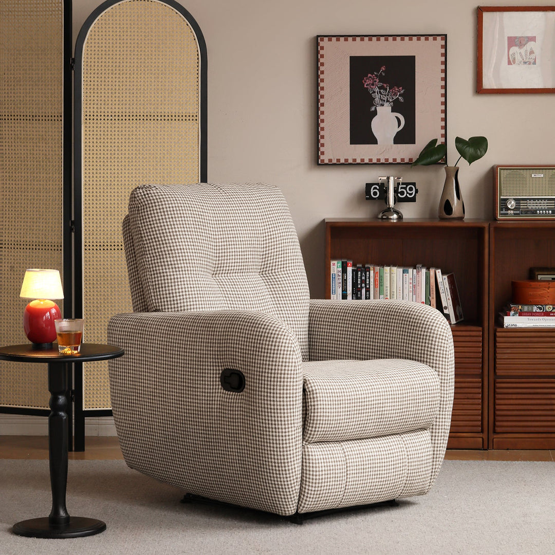 Cream Cotton Fabric Recliner 1 Seater Sofa LIBERTY