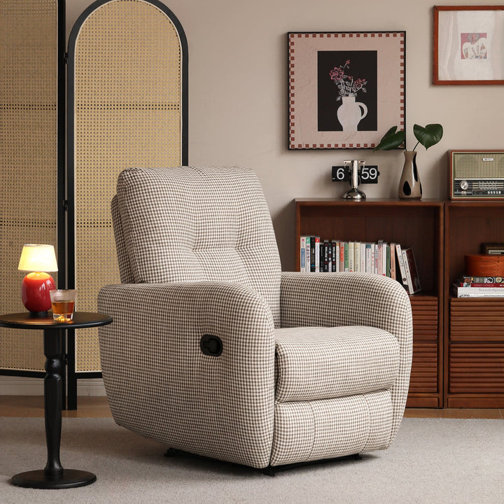 Cream Cotton Fabric Recliner 1 Seater Sofa LIBERTY