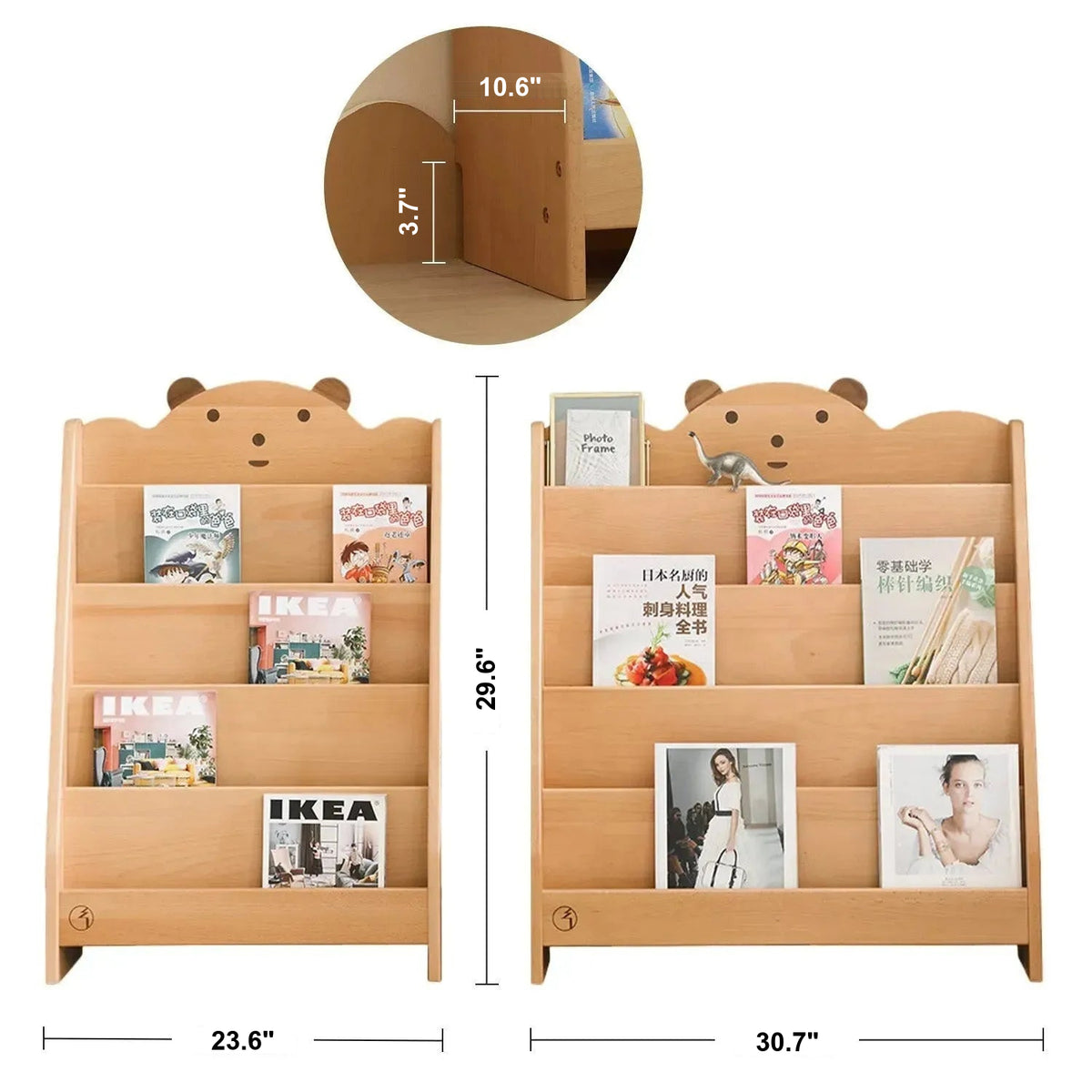 Scandinavian Wood Kids Bookshelf 4 Layers BEAR Size Chart