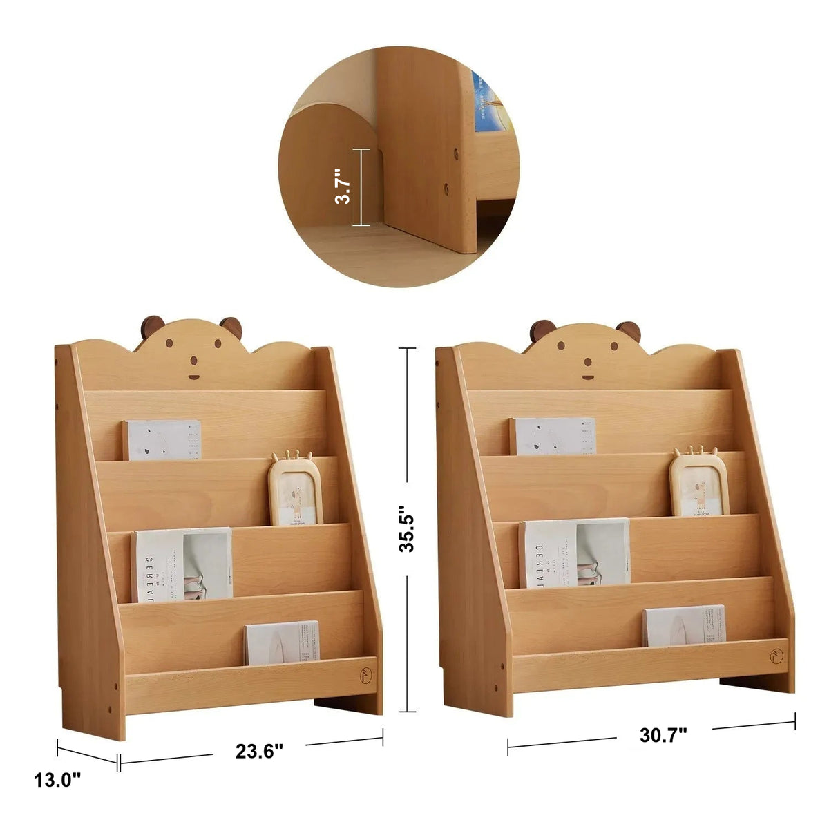 Scandinavian Wood Kids Bookshelf 5 Layers BEAR Size Chart