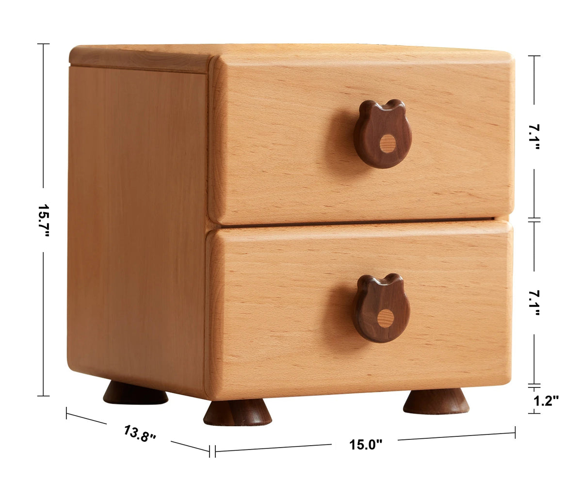 Scandinavian Wood Kids Side Table TEDDY Size Chart