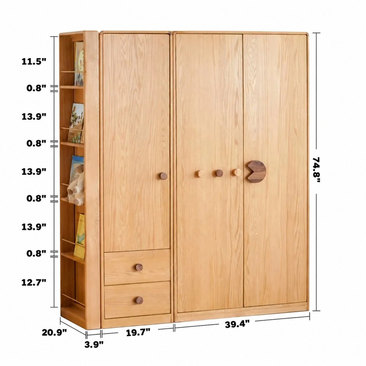 Scandinavian Wood Kids Wardrobe PACMAN Size Chart