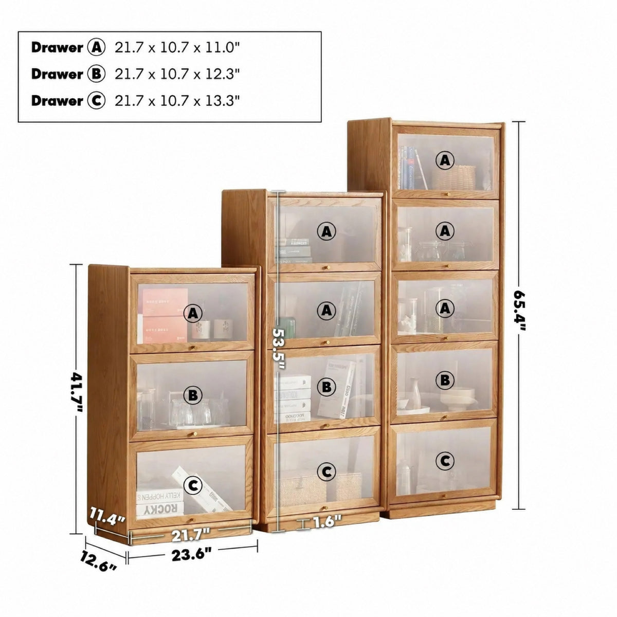 Scandinavian Wood Side Cabinet WINSTON Size Chart