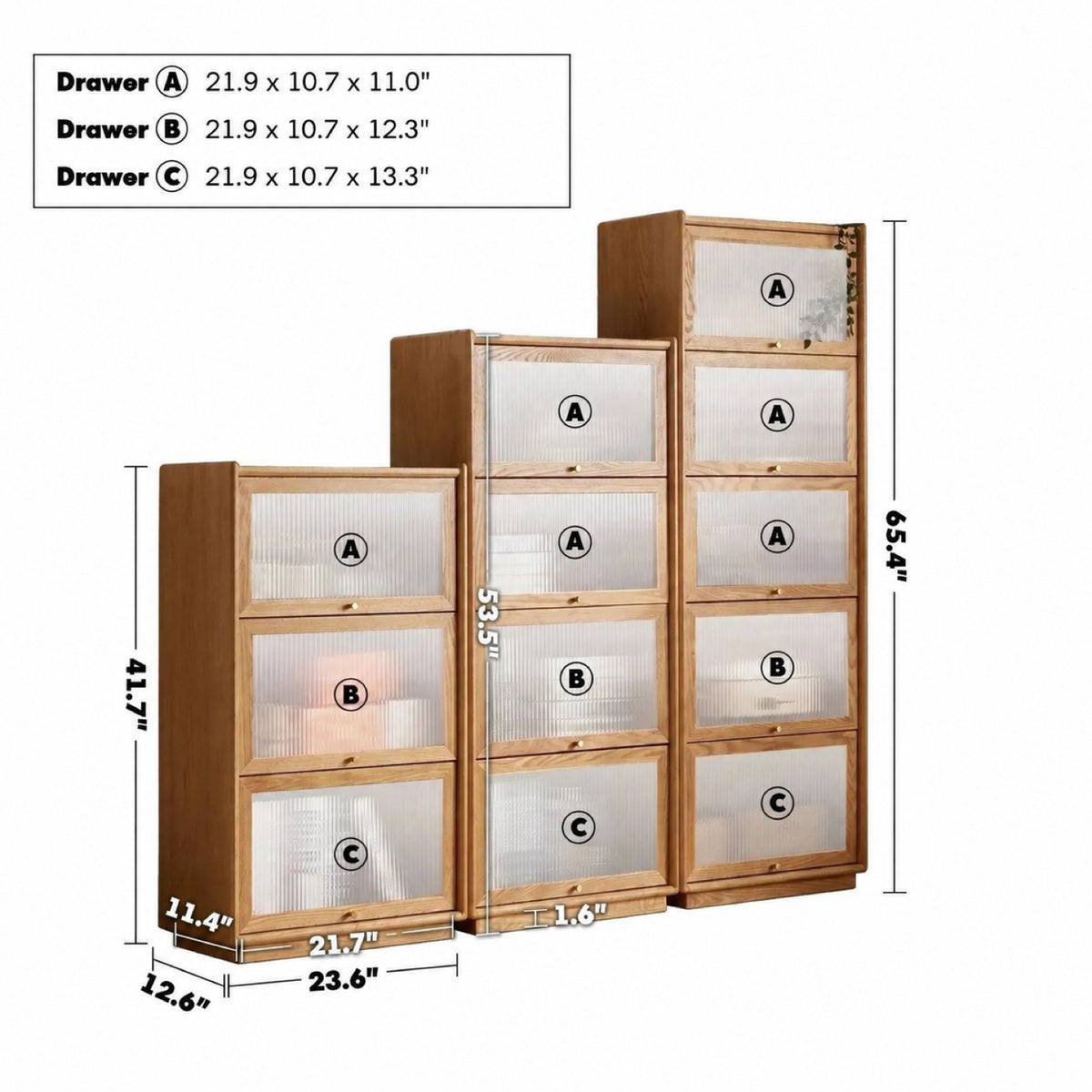 Scandinavian Wood Side Cabinet URBAN Size Chart
