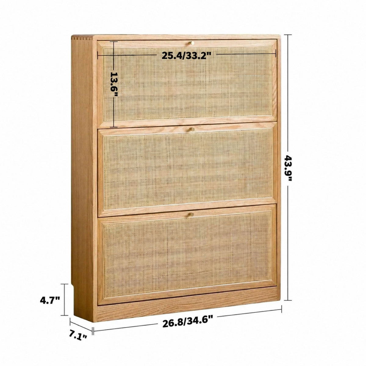 Scandinavian Wood Shoe Cabinet VINE WEAVE Size Chart