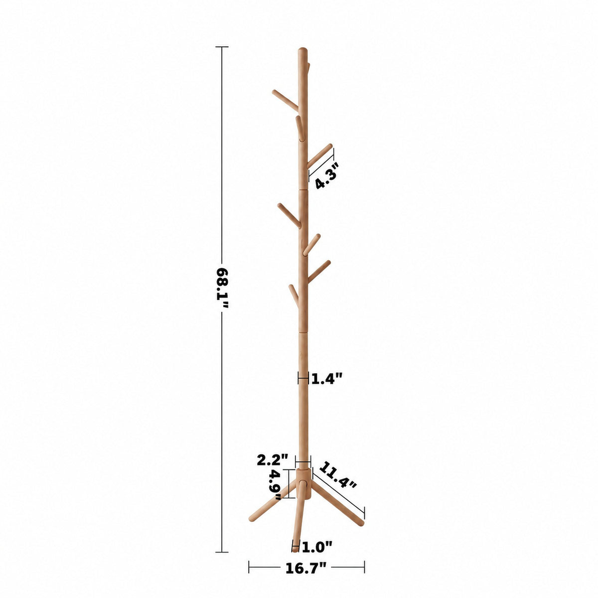 Scandinavian Beech Wood Clothes Hanger BRANCH Size Chart