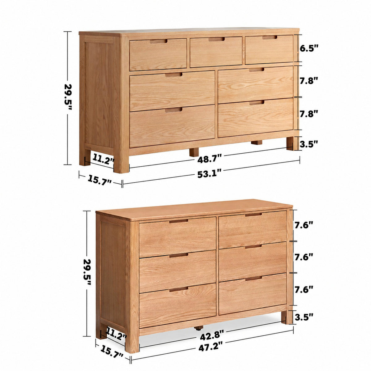 Scandinavian Oak Wood Chest Of Drawers BREEZE Size Chart