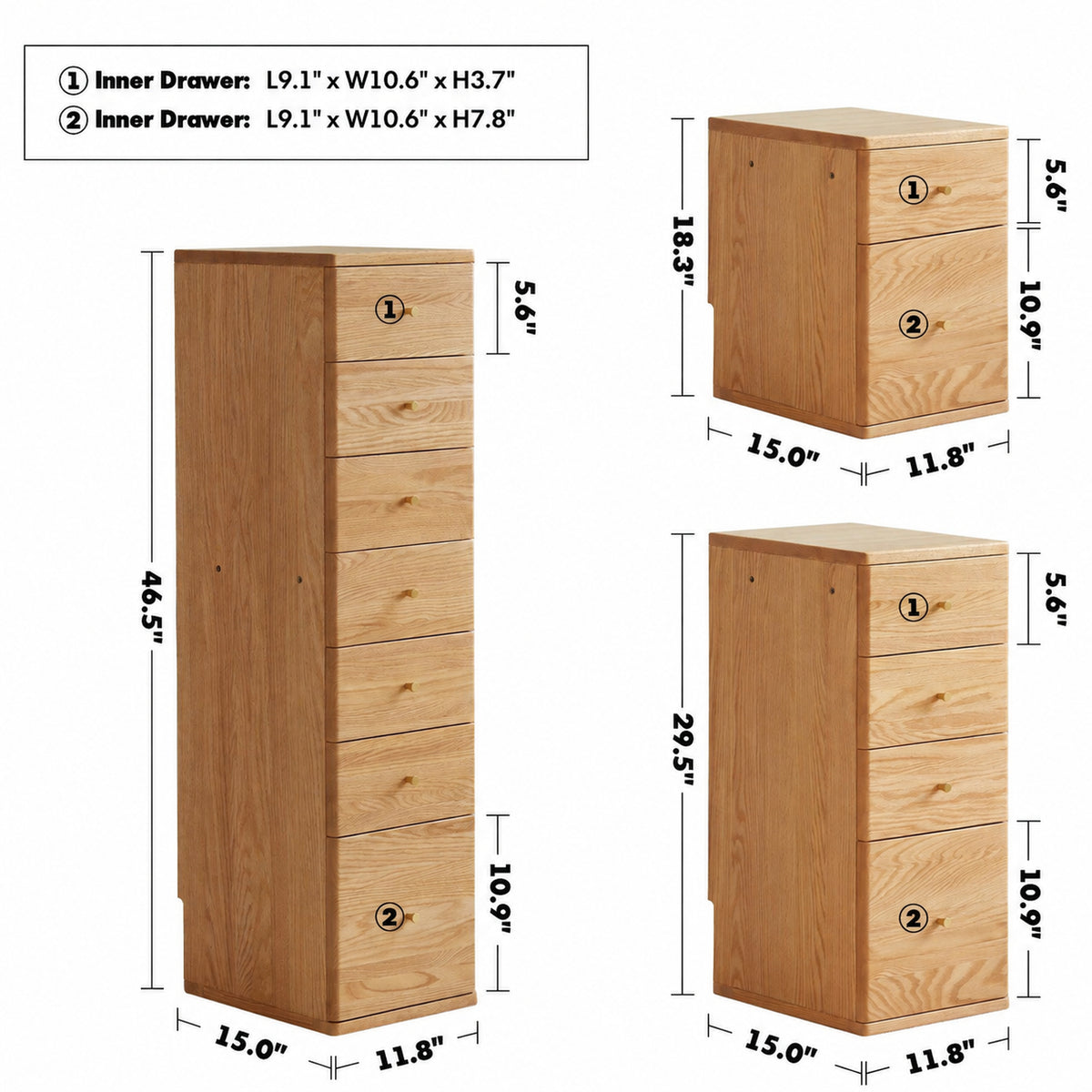 Scandinavian Oak Wood Chest Of Drawers LINE Size Chart