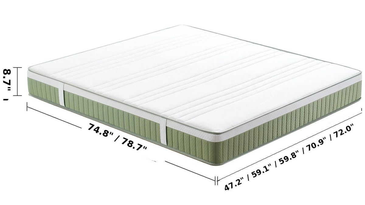 22cm Natural Latex Jute Fiber Pocket Spring Double Side Mattress FOREST Size Chart