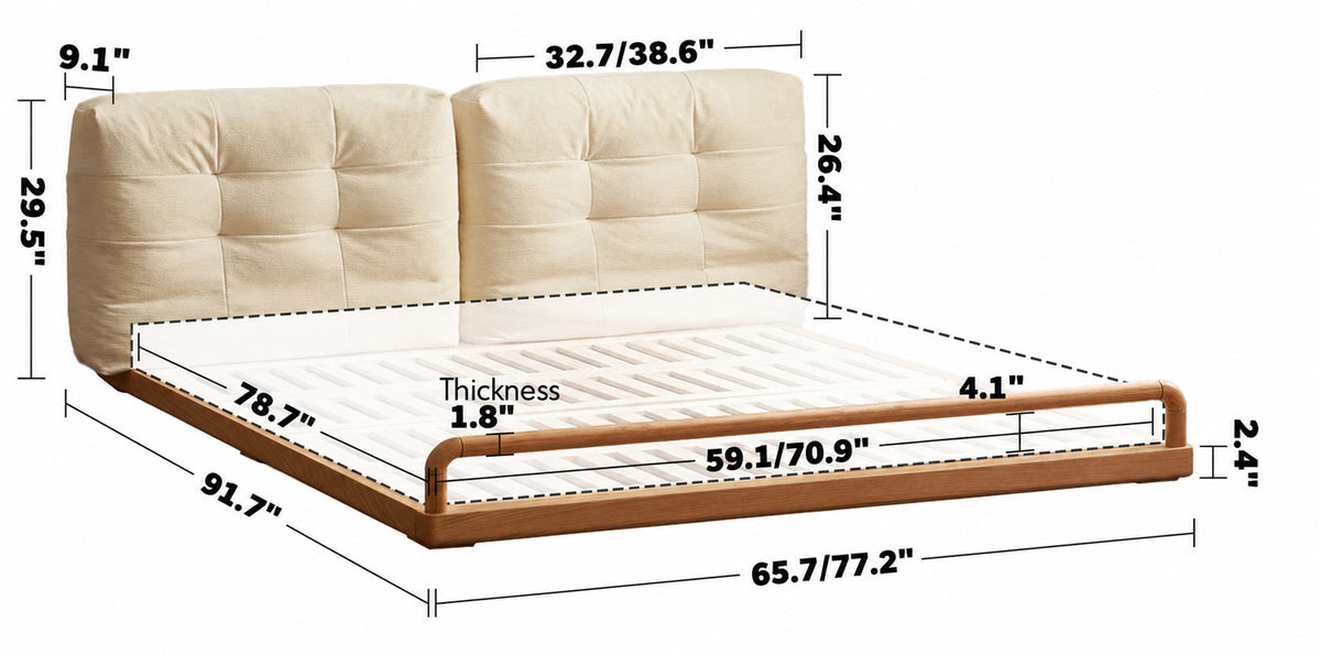 Scandinavian Oak Wood Velvet Cat Scratch Resistant Fabric Floor Tatami Bed CLOUD Size Chart