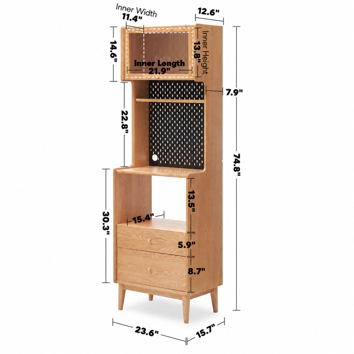 Scandinavian Oak Wood Kitchen Cabinet HEMU Size Chart