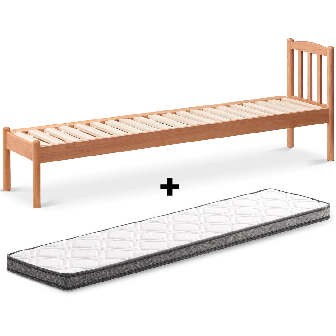 Scandinavian Birch Wood Kids Sidecar Bed With Mattress Set MIKA