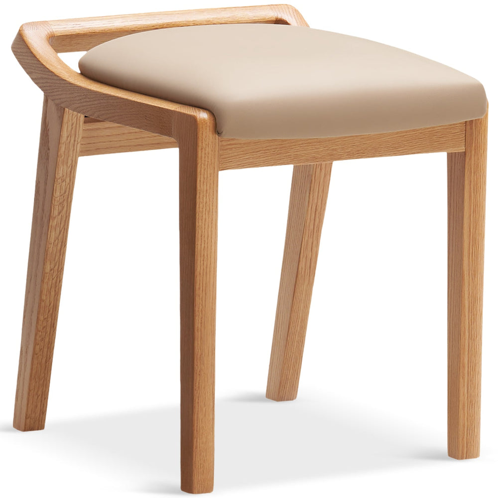 Scandinavian oak wood cat scratch resistant leather dressing chair hemu in white background.