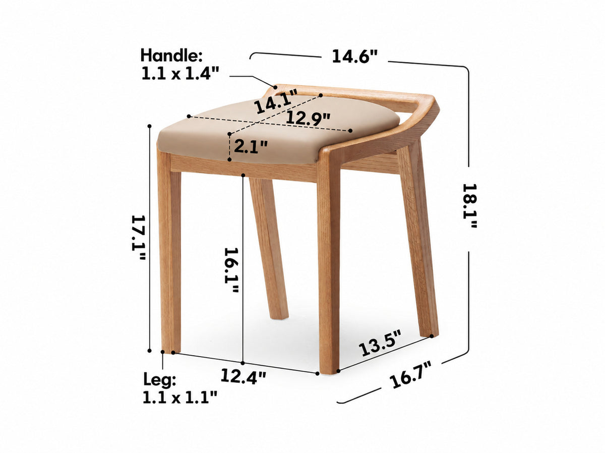 Scandinavian Oak Wood Cat Scratch Resistant Leather Dressing Chair HEMU Size Chart