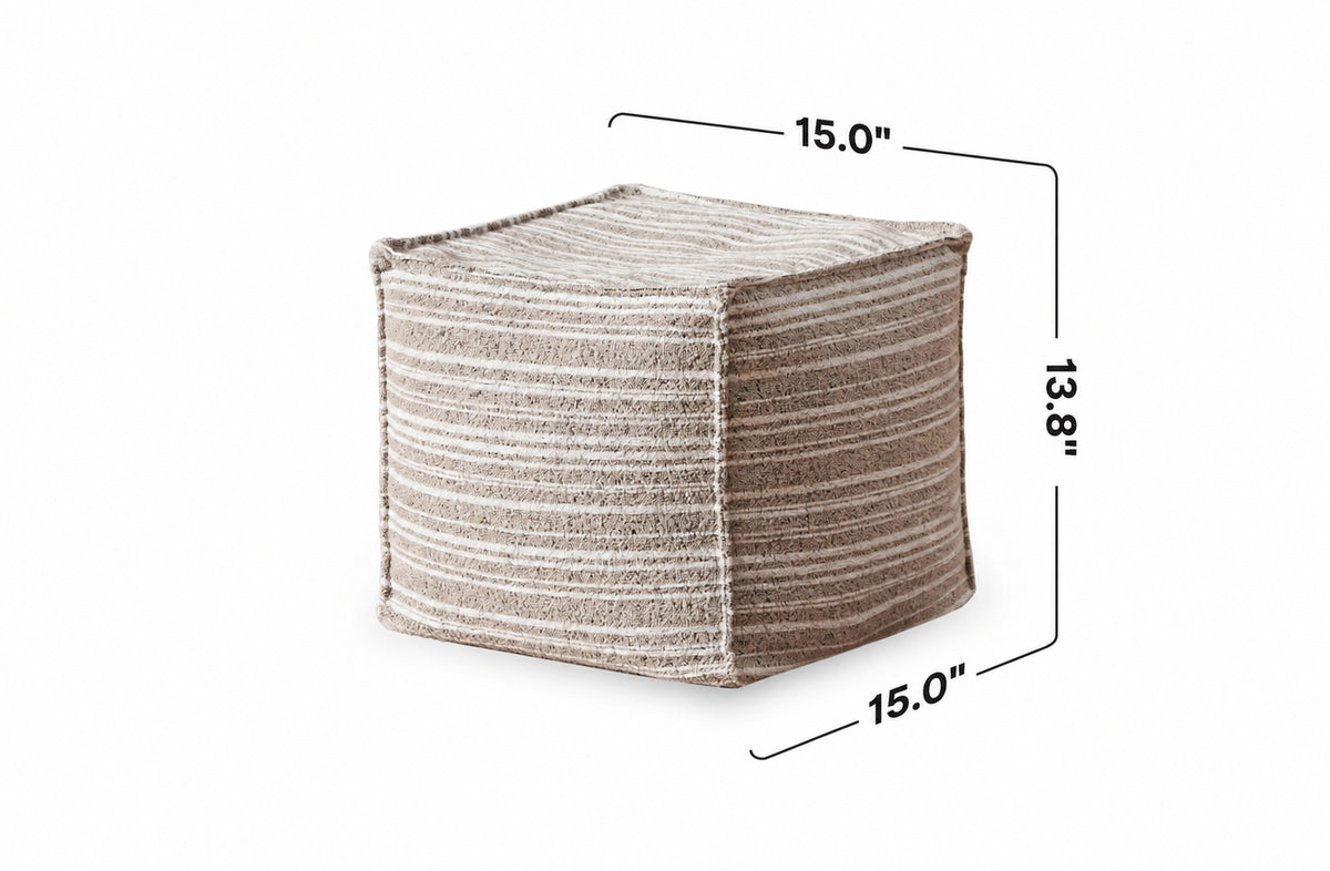 Cream Chenille Velvet Fabric Ottoman STRIPE Size Chart