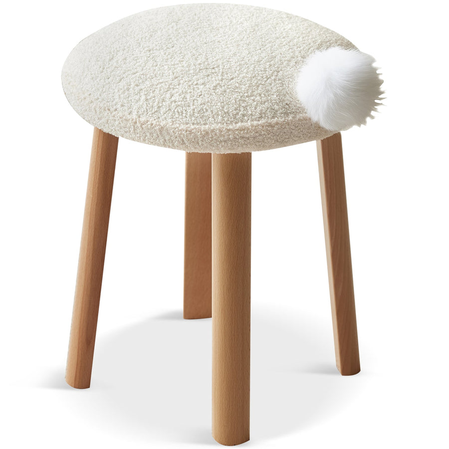 Cream Teddy Boucle Fabric Dressing Stool AMILAN