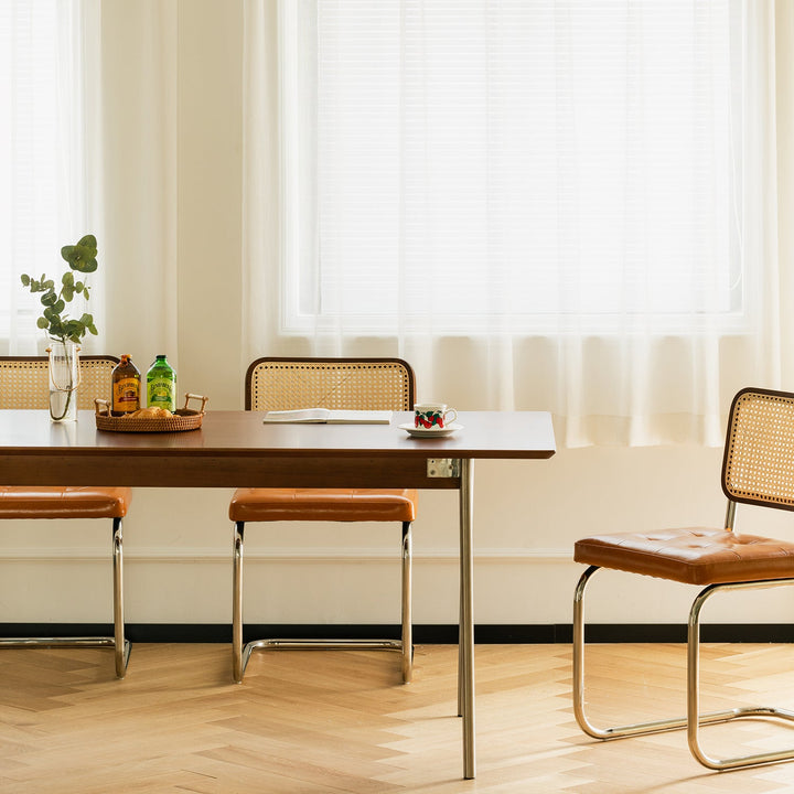 Vintage Rattan PU Leather Dining Chair HOH XIL