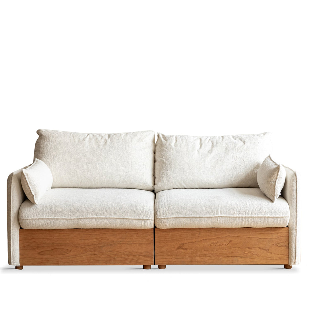 Japandi Boucle Fabric Pine Wood Storage 2 Seater Sofa KANGAROO