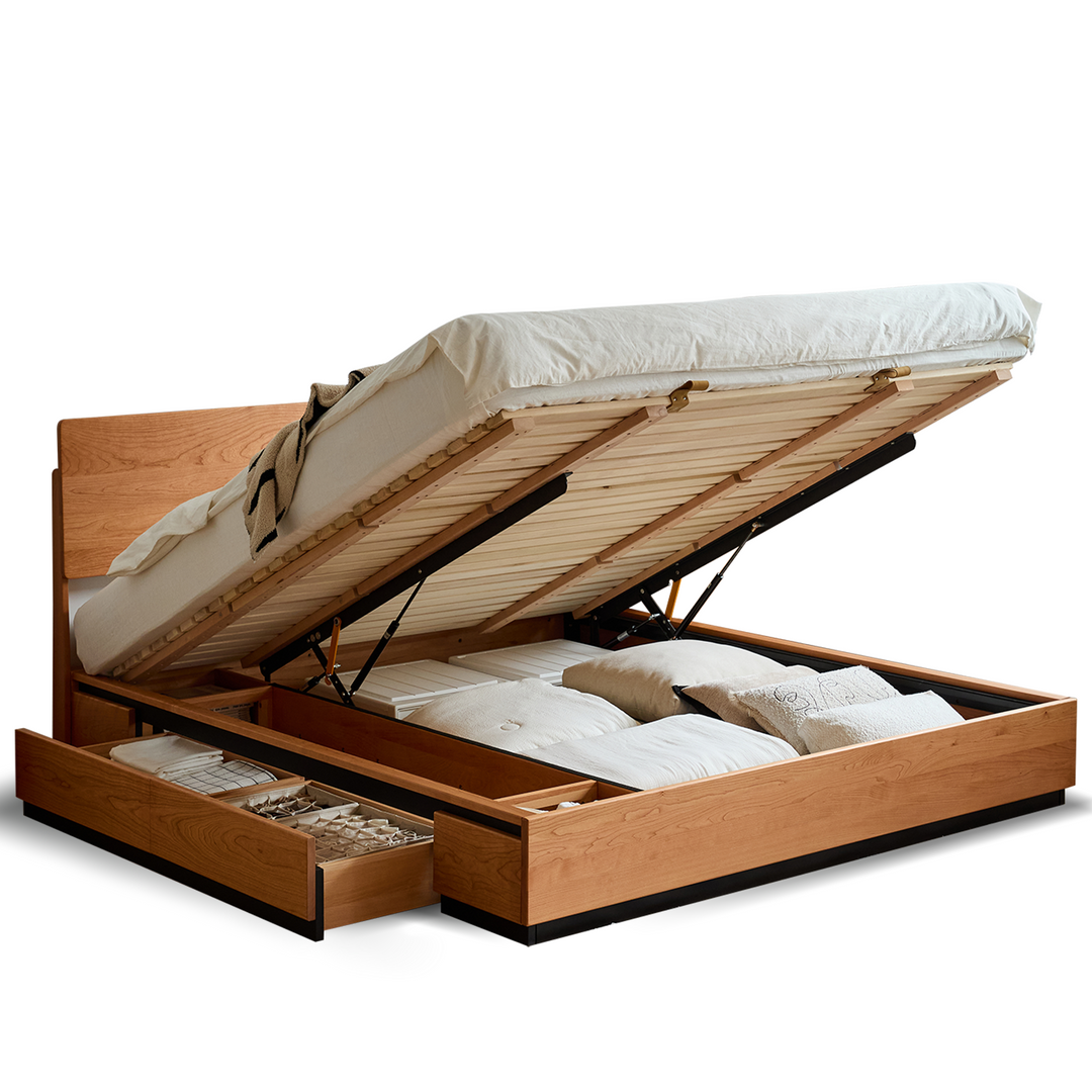 Scandinavian Cherry Wood Storage Bed TOAST