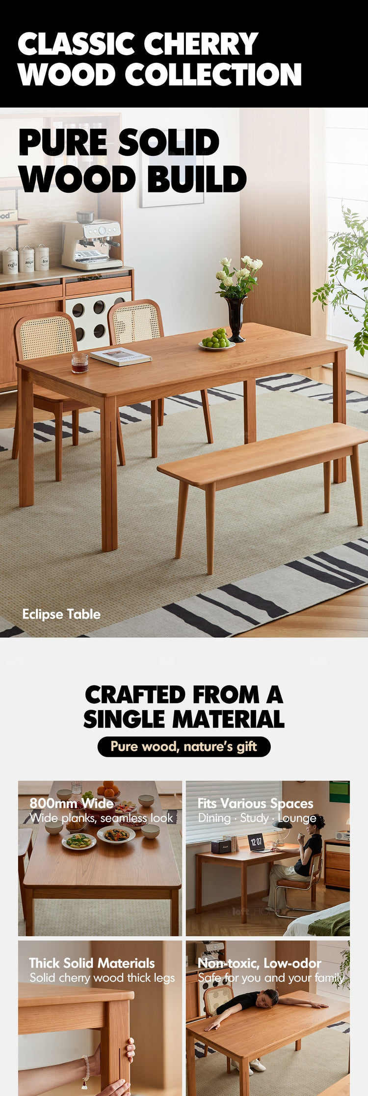 Scandinavian Cherry Wood Dining Table ECLIPSE Good to Know Preview-1