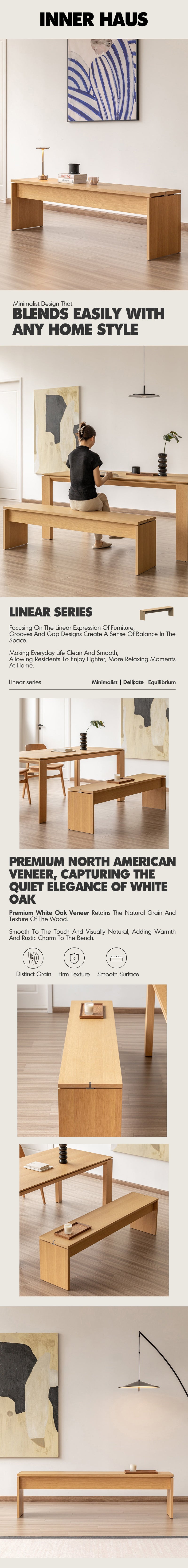 Minimalist Oak Wood Veneer Plywood Dining Bench HORIZON More Details and Instruction