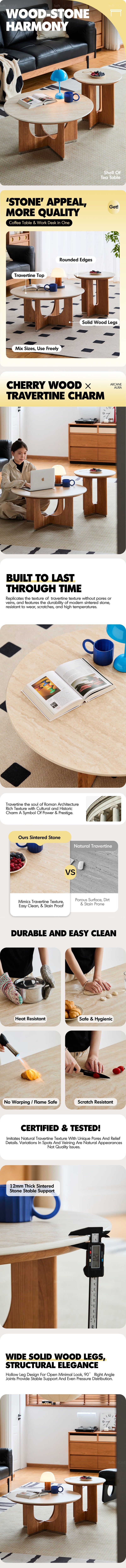 Scandinavian Sintered Stone Coffee Table Set SHELLS More Details and Instruction
