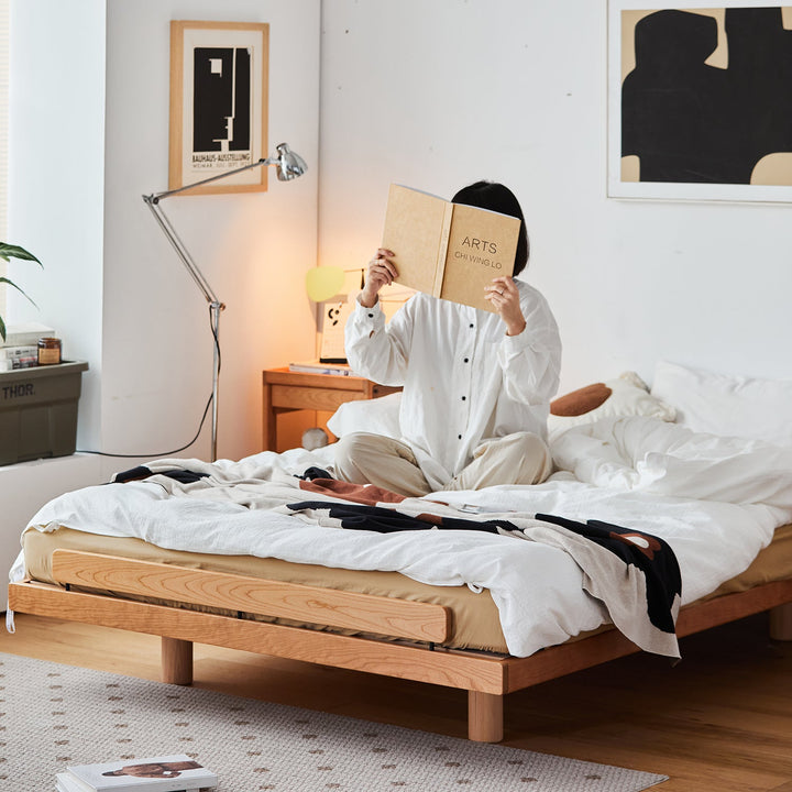 Scandinavian Cherry Wood Platform Bed SMALL