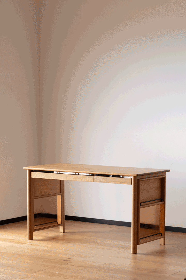 Scandinavian Cherry Wood Study Table With Shelf CAPE