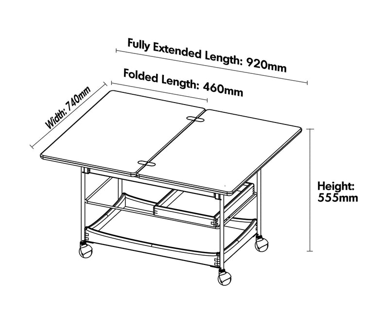 Bauhaus Boxwood Extendable Coffee Table VERSA Size Chart