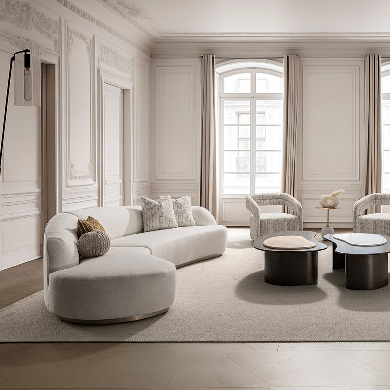 Modern boucle fabric modular l shape sectional sofa 3+l loomi primary product view.