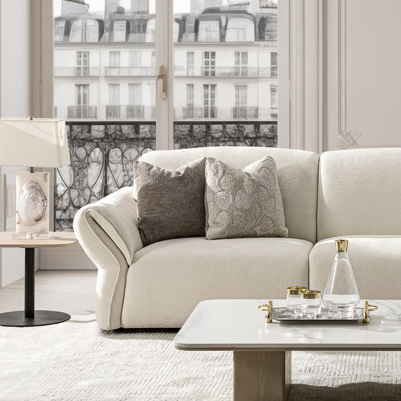 Cream Mixed Weave Fabric Modular Corner 1 Seater Sofa LUNAR More Details and Instruction