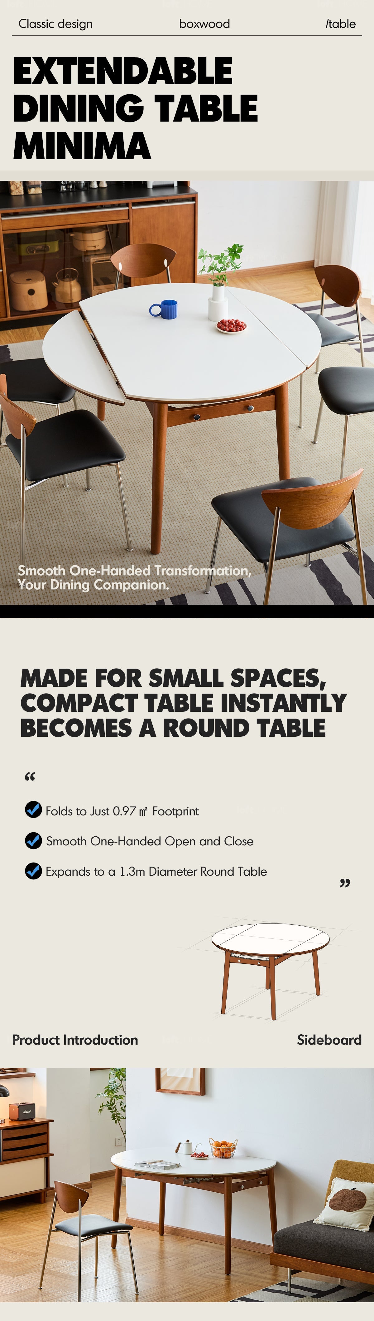 Vintage Sintered Stone Extendable Dining Table MINIMA More Details and Instruction