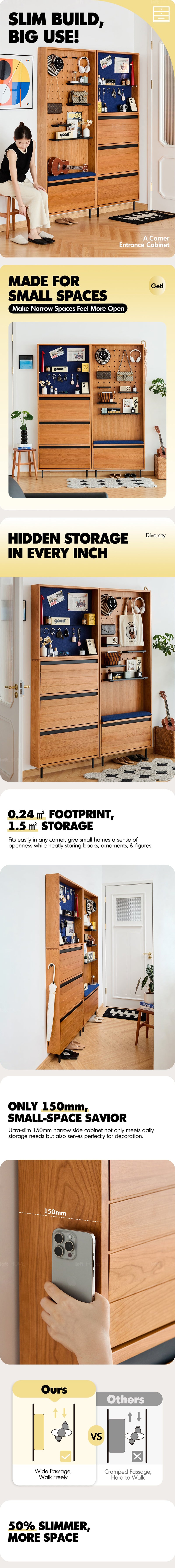Scandinavian Cherry Wood Shoe Cabinet CORNER More Details and Instruction