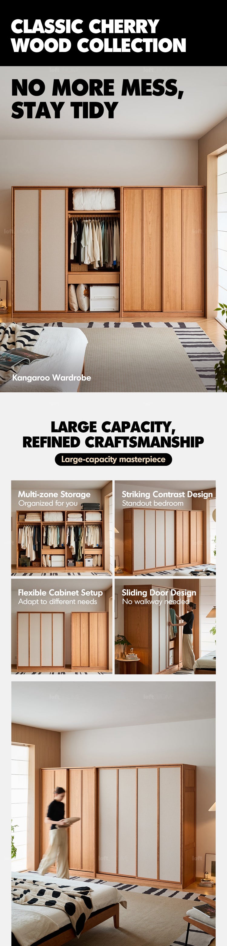 Scandinavian Cherry Wood Sliding Door Wardrobe KANGAROO Good to Know Preview-1