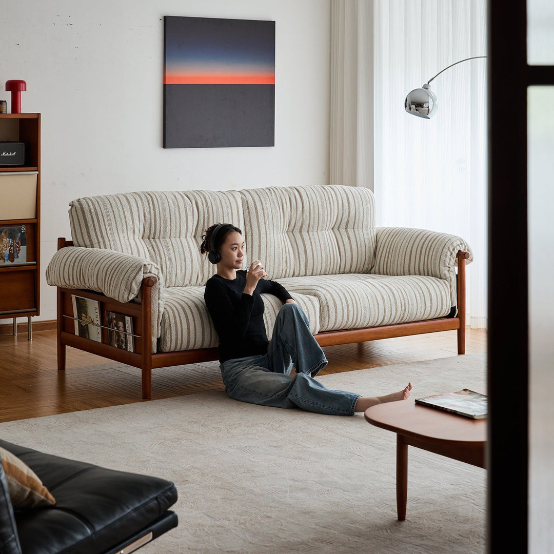 Scandinavian Chenille Velvet Fabric Boxwood 3 Seater Sofa OPEN BACKED