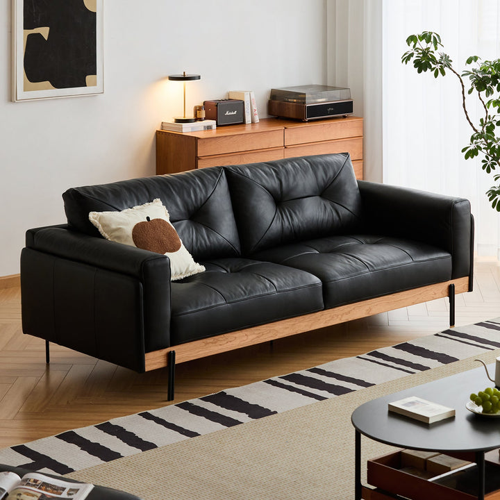 Bauhaus microfiber leather 4 seater sofa black primary product view.