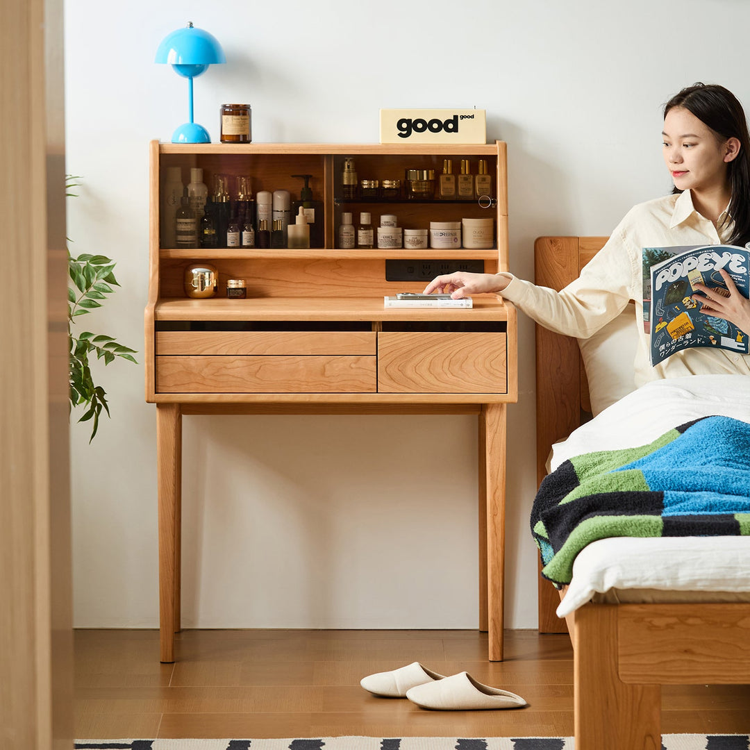 Scandinavian Cherry Wood Dressing Table FLOATING LIGHT
