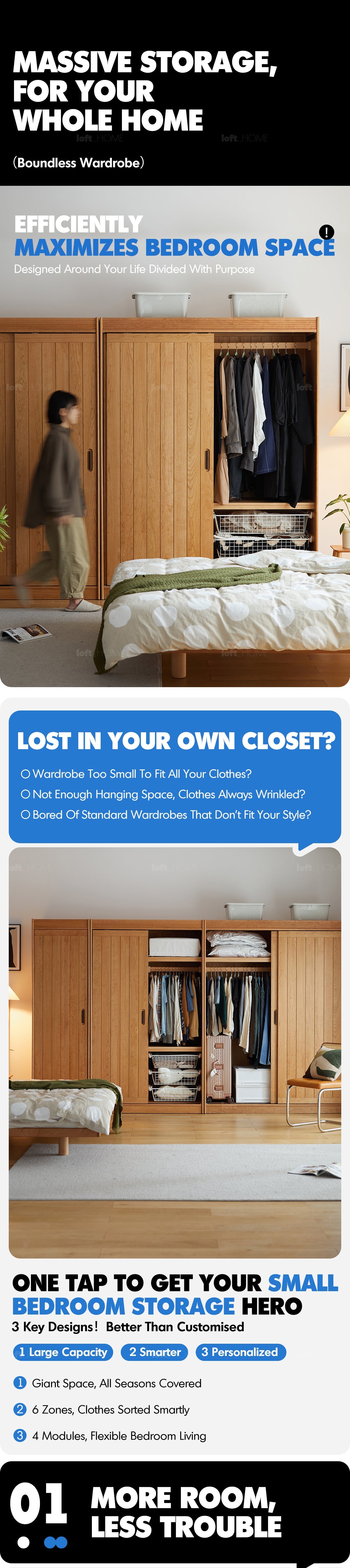 Scandinavian Cherry Wood Sliding Door Wardrobe NAVA More Details and Instruction