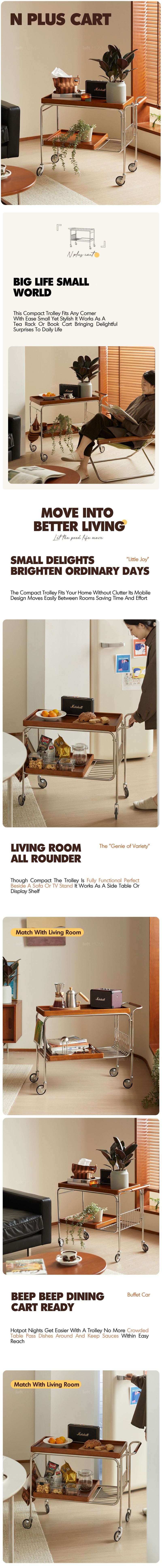 Bauhaus Boxwood Wheeled Trolley Side Table N PLUS More Details and Instruction