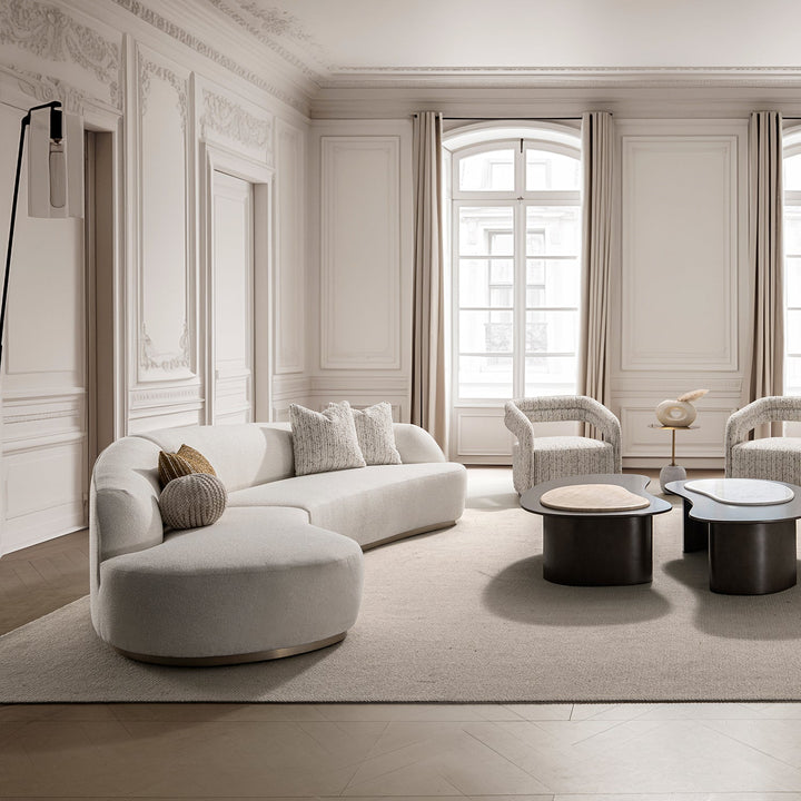 Modern boucle fabric modular l shape sectional sofa 3+l loomi primary product view.