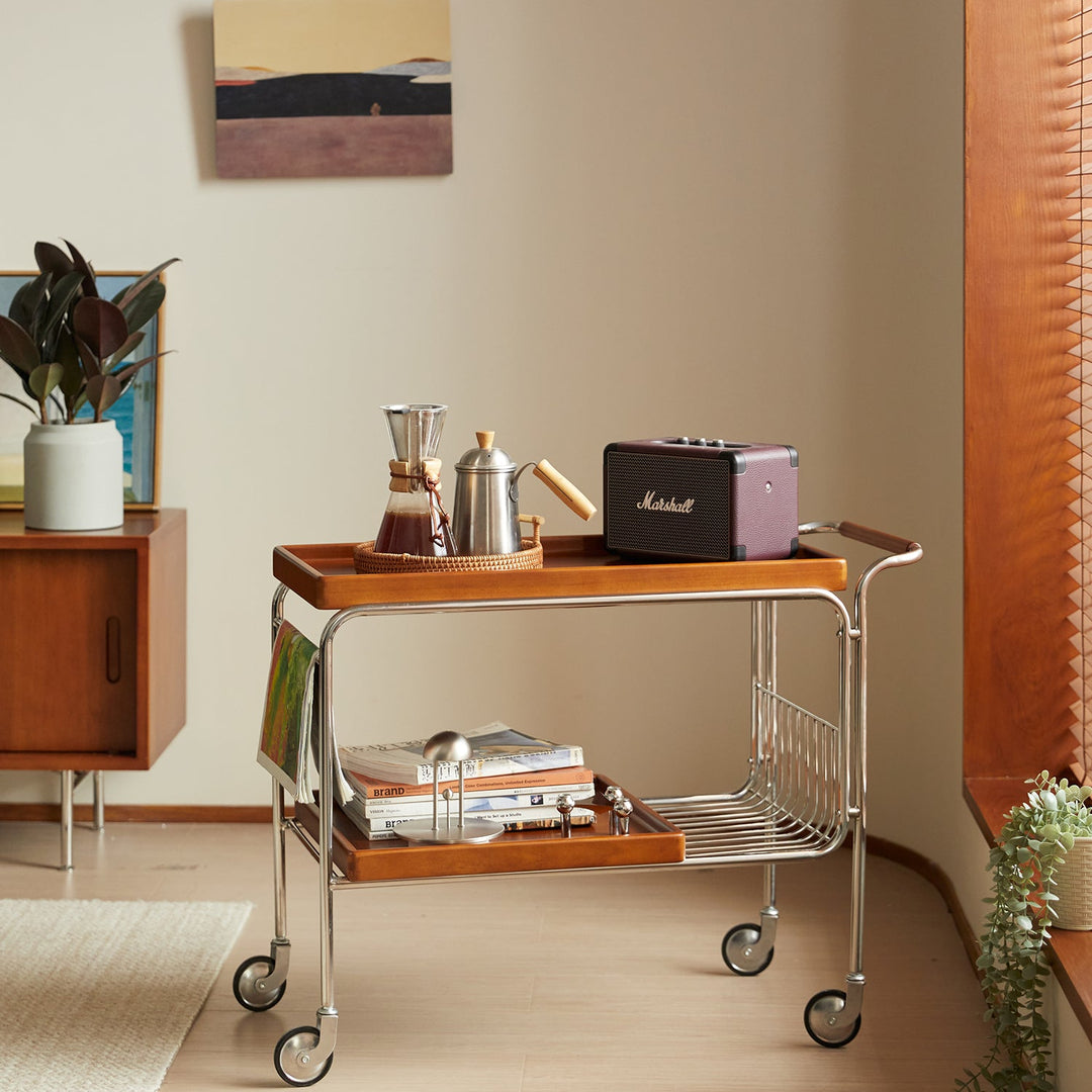 Vintage Boxwood Wheeled Trolley Side Table N PLUS