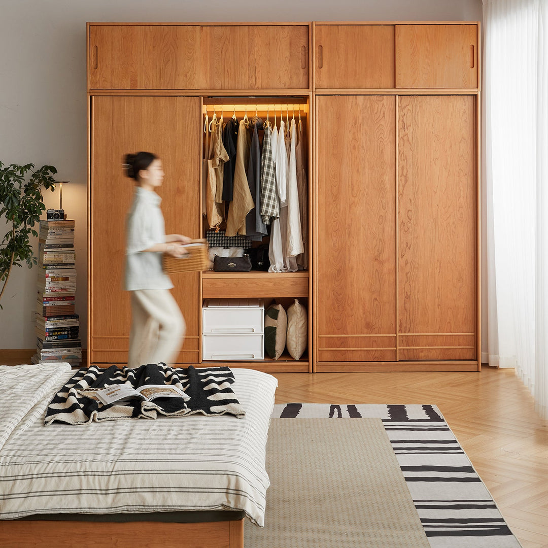 Scandinavian Cherry Wood Sliding Door Wardrobe AUTUMN